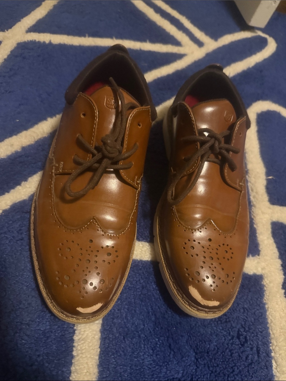 Stacy Adams Tan/Brown Wingtip Dress Shoes for Kids